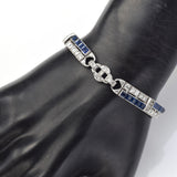 Antique Platinum 6.60 TCW Sapphire & 4.80 TCW Diamond Art Deco Bracelet