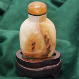 Antique Chinese Jade People & Landscape Carved Snuff Bottle 130 Grams