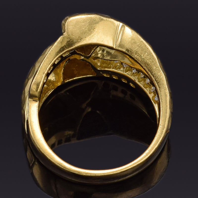 Vintage Platinum & 18K Yellow Gold 0.65 TCW Diamond Hammered Band Ring G/H VS