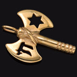 Vintage 14K Gold Star of David & Chai Labrys Axe Charm Pendant