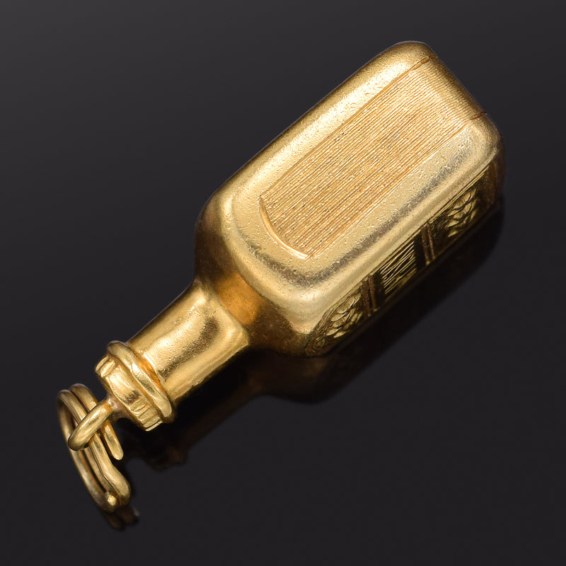 Vintage 14K Yellow Gold Whisky Bottle Charm Pendant 3.4 Grams