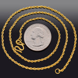 Vintage 24K Yellow Gold Rope Chain Necklace 2 mm 11.2 Grams 17 Inches