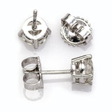 Vintage Platinum 1.14 TCW Diamond Round Stud Earrings