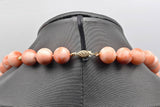 Vintage 14K Yellow Gold Angel Skin Coral Beaded Strand Necklace + Box