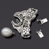 Vintage 18K Gold Sea Pearl & 3.28 TCW Diamond Interchangeable Brooch Pendant