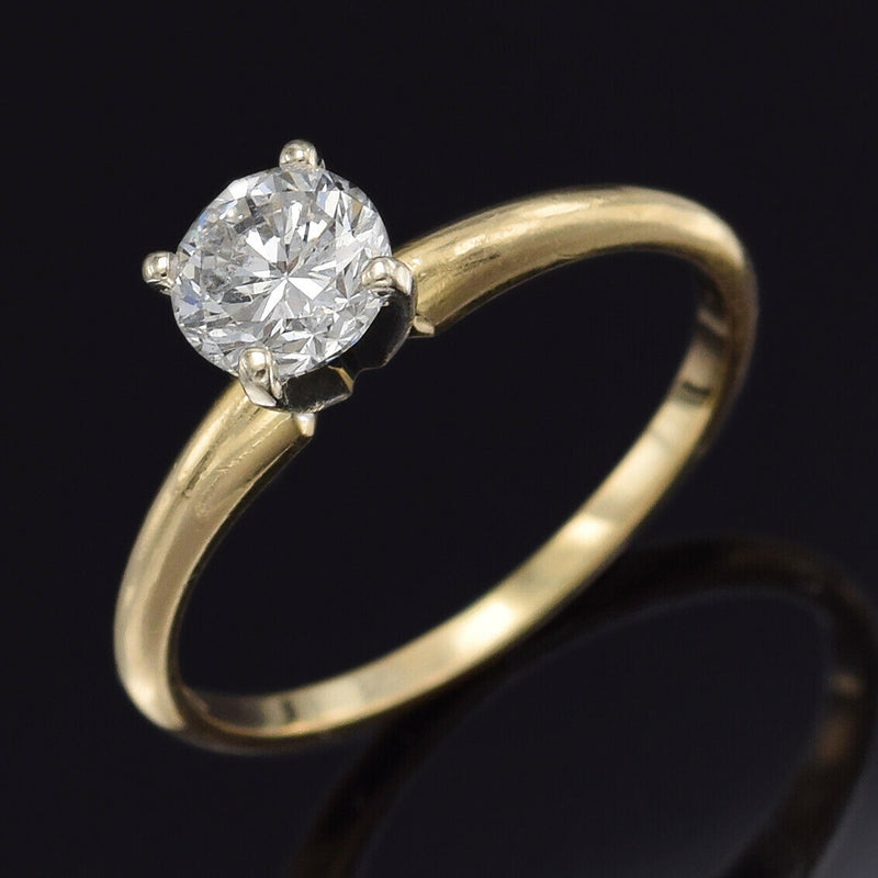 Vintage 14K Yellow Gold 0.68 Ct Round Diamond Solitaire Band Ring