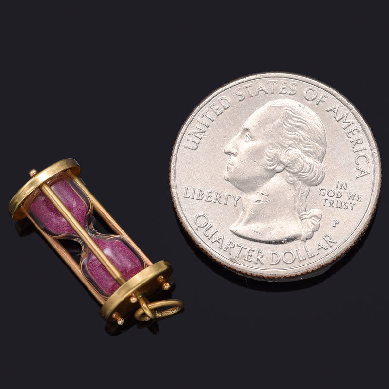 Vintage 14K Yellow Gold Hourglass Charm Pendant