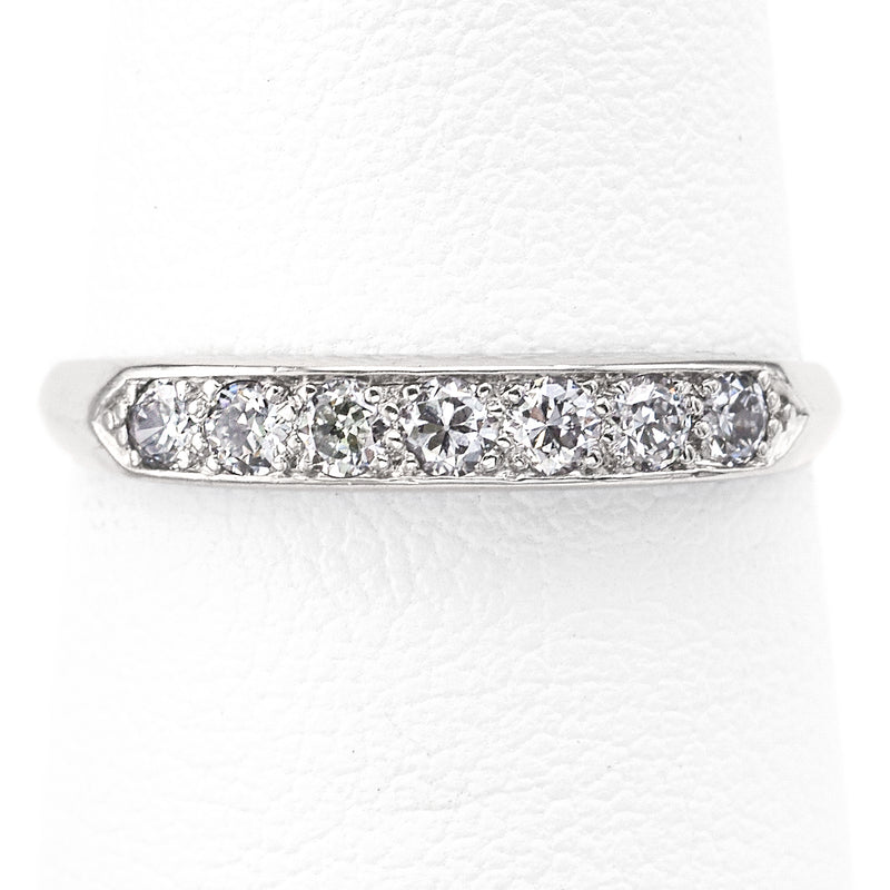 Vintage Platinum 0.42 TCW Diamond Semi-Eternity Band Ring