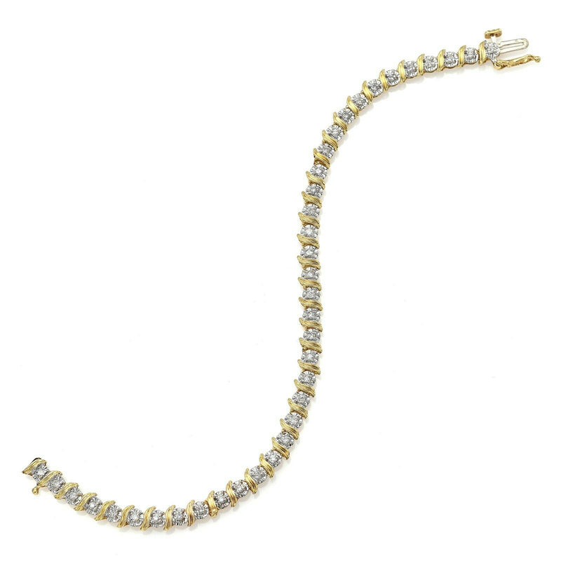 Vintage 10K Yellow Gold 1.14TCW Diamond Link Tennis Bracelet