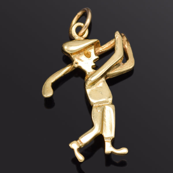 Vintage 14K Yellow Gold Golfer Charm Pendant 1.9 Grams