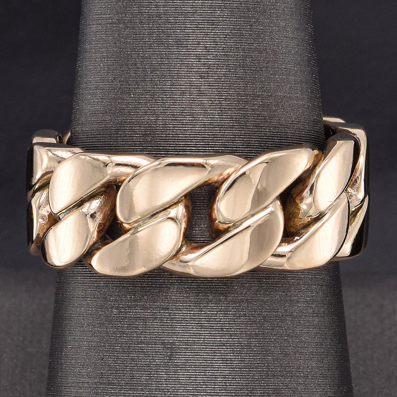 Estate 14K Yellow Gold Cuban Chain Band Ring 13.2 Grams 8.5 mm Size 9.25