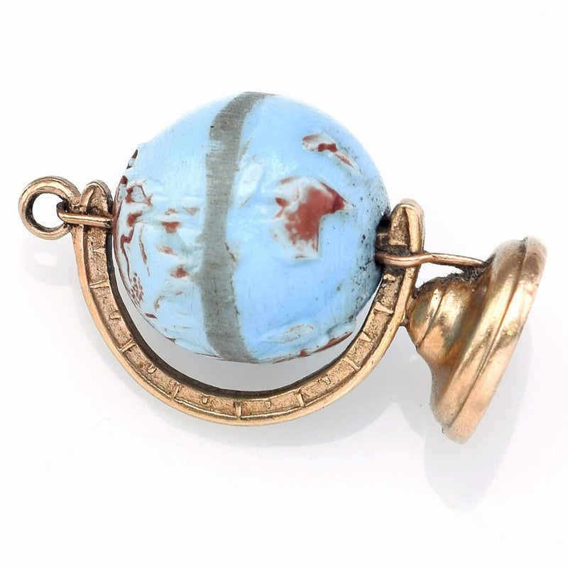 Vintage 14K Yellow Gold World Globe Charm Pendant