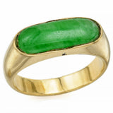 Vintage 14K Yellow Gold Green Jade Saddle Band Ring 3.3 Grams Size 4.75