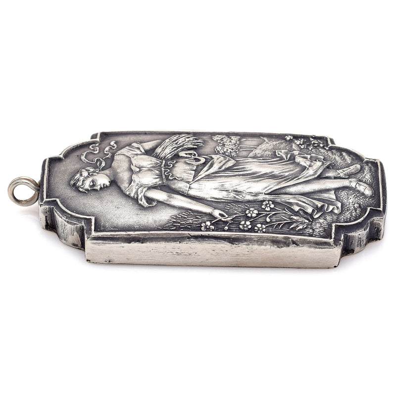 Vintage Henryk Winograd HW 999 Fine Silver Repoussé Woman & Wheat Pendant