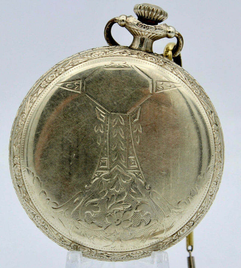 Antique 14K White Gold Filled Illinois Bunn Special Pocket Watch 21 Jewel