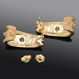 Vintage 14K Yellow Gold Diamond Semi-Hoop Drop Earrings 9.7 Grams 22.7 x 10.4 mm