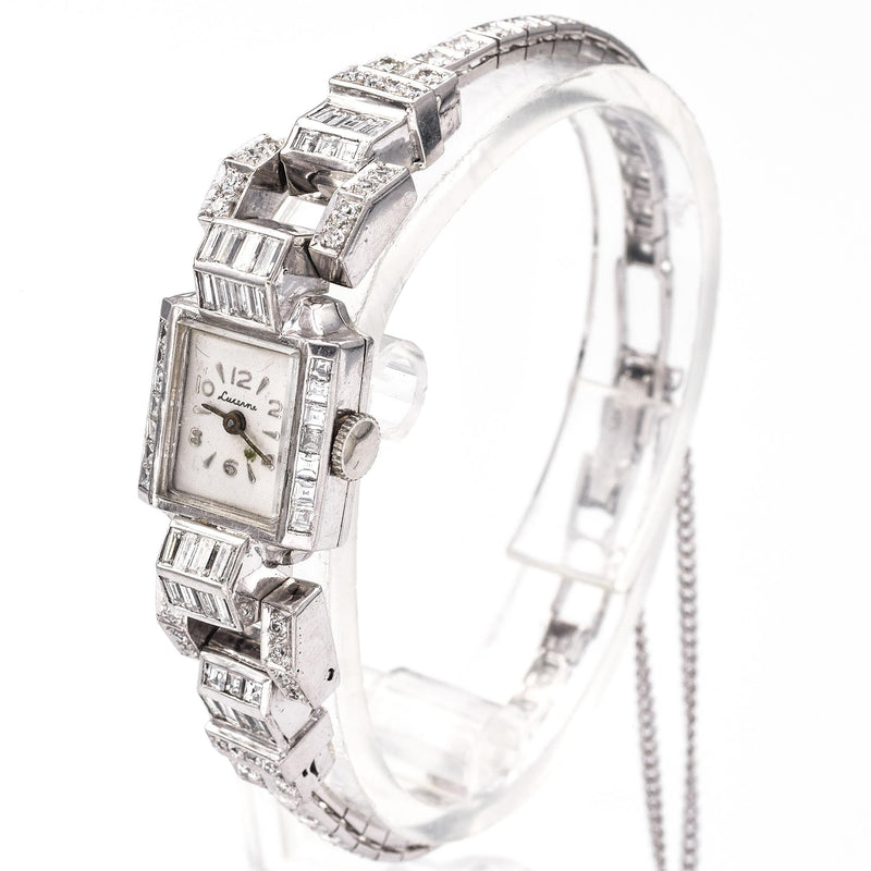 Antique Lucerne 14K Gold 3.32 TCW Diamond Women's Watch Mechanical Hand Wind
