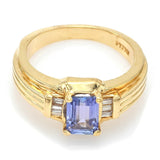 Vintage 14K Yellow Gold Tanzanite & Diamond Band Ring