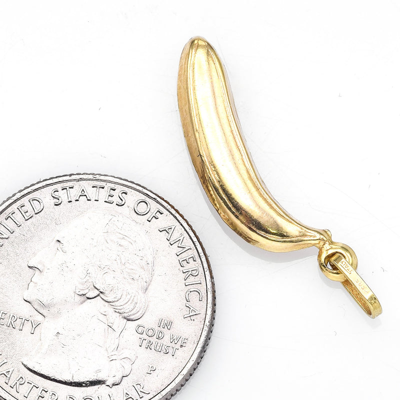 Vintage 14K Yellow Gold Banana Charm Pendant