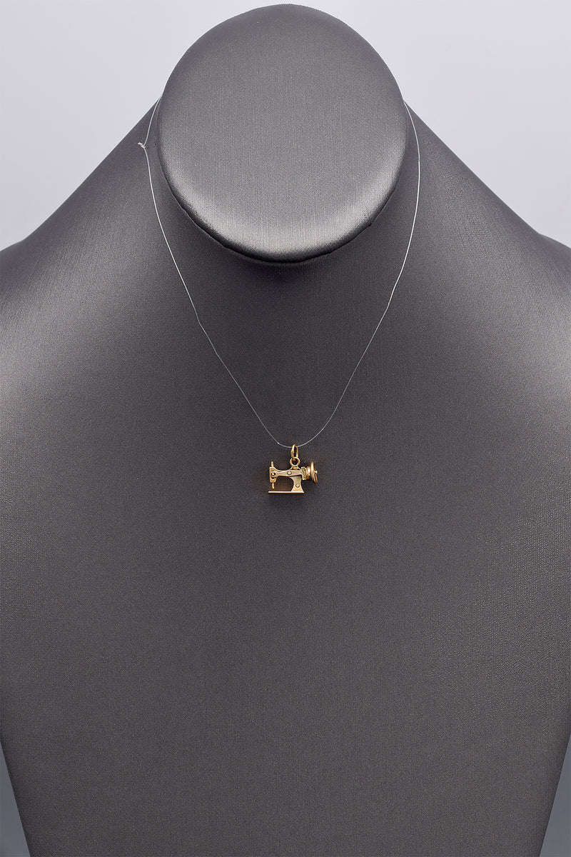 Vintage 14K Yellow Gold Sewing Machine Charm Pendant