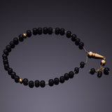Vintage 18K Yellow Gold Black Onyx Prayer Beads 26.7 Grams