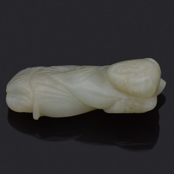 Antique Pale Green Mutton Fat Jade Carved Deity Figurine 40.1 Grams