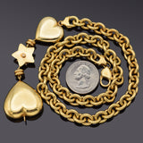 Vintage 18K Yellow Gold Heart, Sun & Star Diamond Cable Necklace