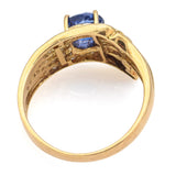 Vintage 14K Yellow Gold 1.09 Ct Sapphire & 0.38 TCW Diamond Band Ring Size 7