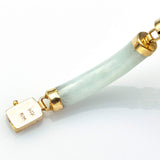 Vintage 14K Yellow Gold Pale Green Jade Lucky Link Bracelet