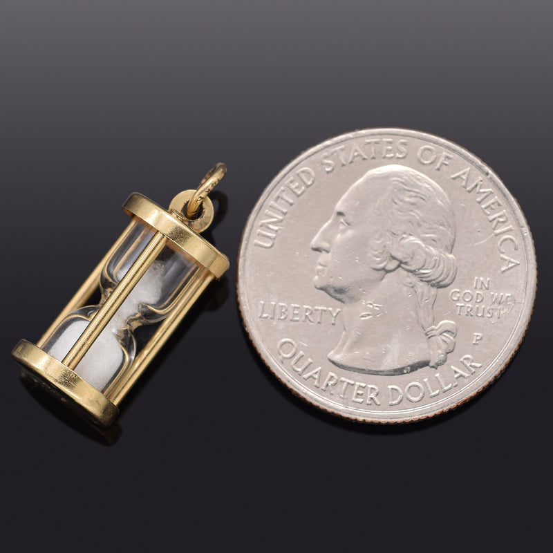 Vintage 14K Yellow Gold Hourglass Charm Pendant 2.2 Grams