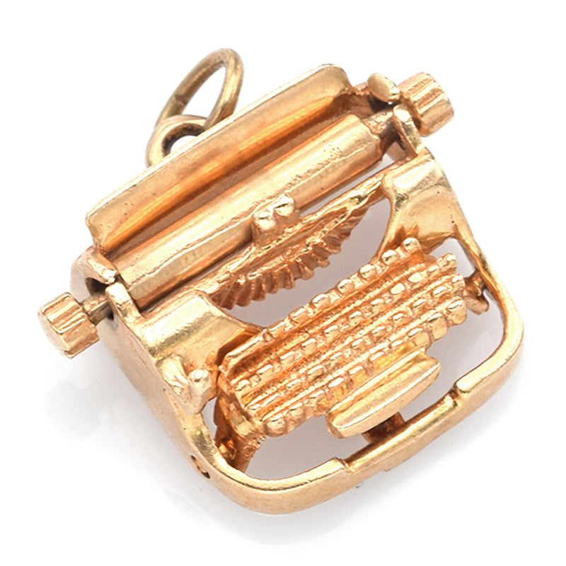 Vintage 14K Yellow Gold Typewriter Charm Pendant