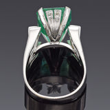 Vintage 14K White Gold 8.38 Ct Emerald & 0.64 TCW Diamond Cocktail Ring 12.7G