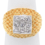 Vintage 18K Yellow Gold & Platinum 0.27 TCW Diamond Signet Band Ring