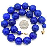 Vintage 14K Yellow Gold Lapis Lazuli Beaded Strand Necklace
