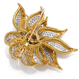 Vintage 18K Yellow Gold & Platinum 6.05TCW Diamond Floral Brooch Pin