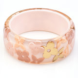 Louis Vuitton Paris Lucite Pink Gold Inclusion Wide Bangle Bracelet + Dust Bag