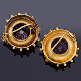 Antique English Victorian 18K Yellow Gold Amethyst & Sea Pearl Dangle Earrings