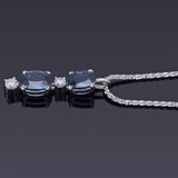 Estate 18K White Gold Sapphire & Diamond Pendant Necklace 5.6 Grams 19.5 Inches
