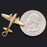 Vintage 14K Yellow Gold Airplane Charm Pendant 2.2 Grams