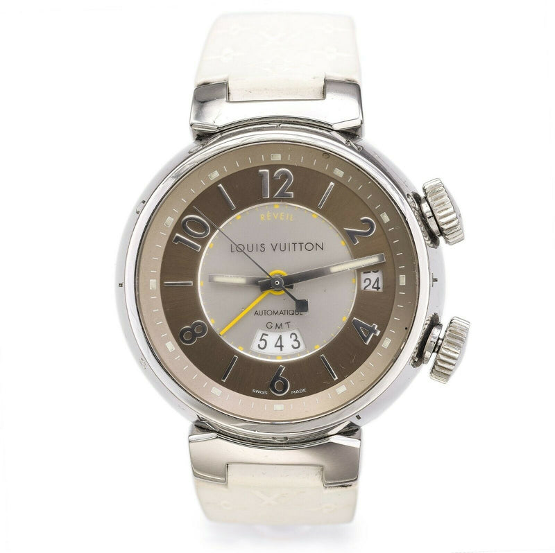 Louis Vuitton Tambour GMT Reveil Q1155 Alarm Automatic Men's Watch with Box