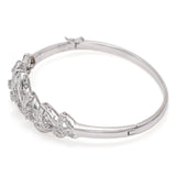 Vintage 18K White Gold 2.17 TCW Diamond Swirl Hinged Bangle Bracelet + Box