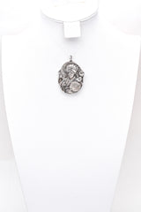 Vintage Henryk Winograd HW 999 Fine Silver Repoussé Geisha Woman Pendant Large