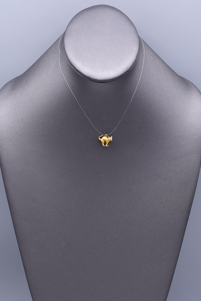Vintage 14K Yellow Gold Kitten Cat Charm Pendant