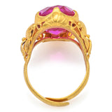 Vintage 24K Yellow Gold 10.51 Carat Lab Ruby Oval Cocktail Ring