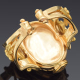 Antique Mod Dep Italy 18K Yellow Gold Cameo Shell Ring