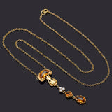 Antique 14K Yellow Gold Citrine & Sea Pearl Necklace