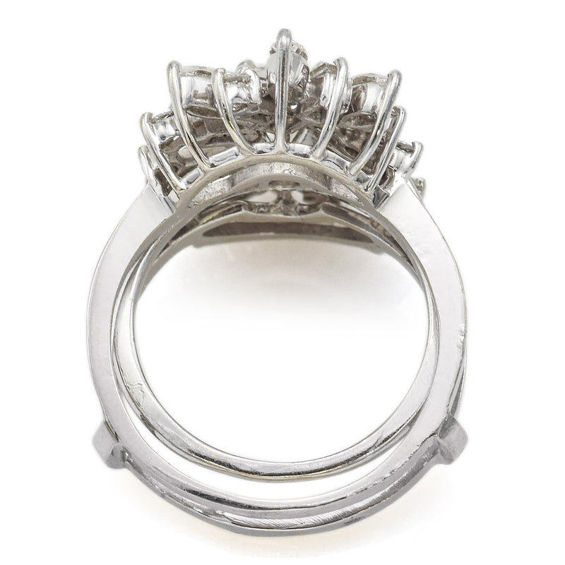 Vintage Platinum & 14K Gold 2.57 TCW Diamond Enhancer Guard Ring Set