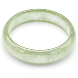 Vintage Translucent Green Jade Wide Bangle Bracelet