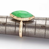 Vintage 14K Yellow Gold 4.66 Ct Green Jade Marquise Cocktail Ring