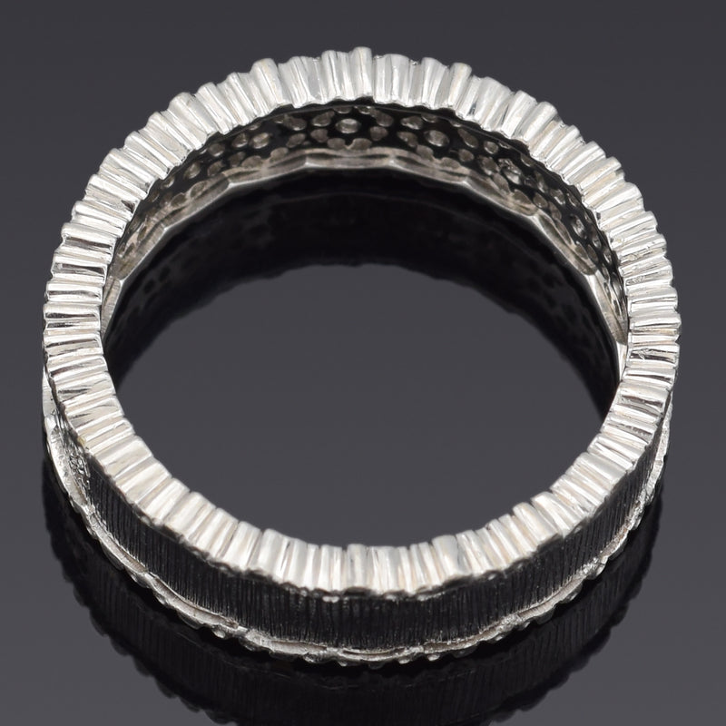 Vintage 18K White Gold 0.055 TCW Diamond Filigree Eternity Band Ring